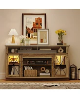 gaomon 59" Farmhouse Tv Stand Media Entertainment Center Tv Cabinet with Acrylic Door Storage Cabinets and Adjustable Shelves Mid Century Modern Conso