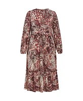 City Chic Plus Gaia Print Dress