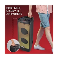 Pyle Portable Pa Speaker System with Wireless Microphone, Bluetooth, Led Lights, Rechargeable Battery & MP3/Usb/Fm Radio