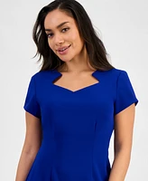 Connected Petite Notched-Neck Cap-Sleeve Sheath Dress