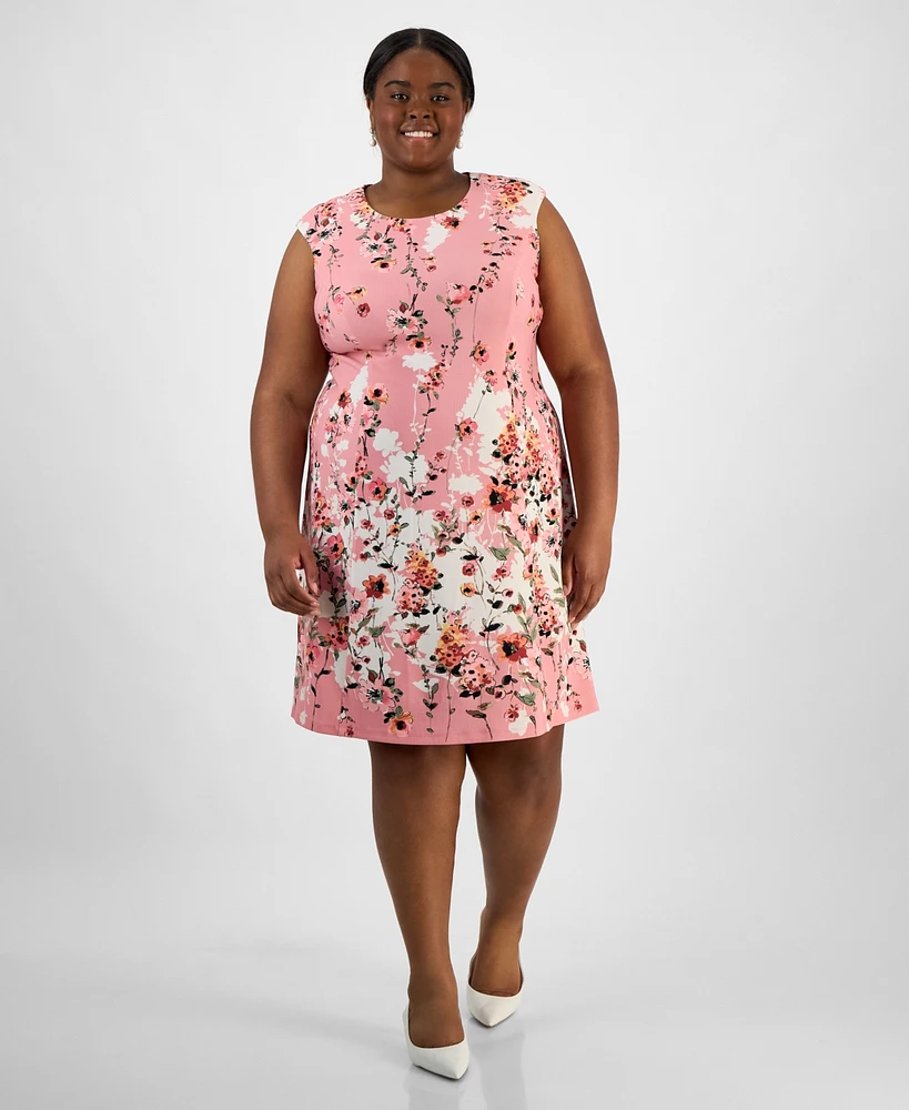 Connected Plus Otto Floral-Print Fit & Flare Dress