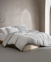 Calvin Klein Washed Texture Solid Cotton Jacquard 3 Piece Duvet Cover Set