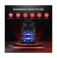 Pyle 12" Portable Bluetooth Pa Speaker System - Karaoke Speaker with Dj Led Lights, Usb/Fm/Bt/Aux, Remote Control