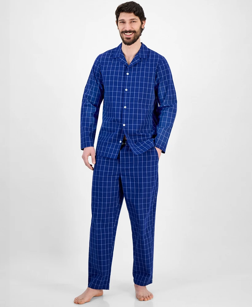 Club Room Men's Windowpane Plaid Pajama Set, Exclusively at Macy's