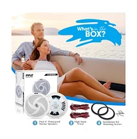 Pyle Dual 8" Waterproof Marine Speakers - 2-Way Full Range Stereo Sound, 160W (White