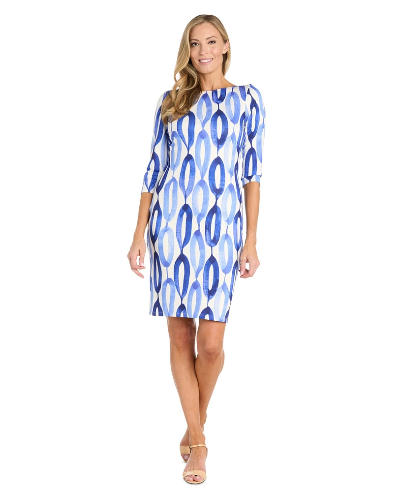 R & M Richards Women's Printed U-Back Sheath Dress