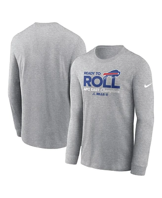 Nike Men's Heather Gray Buffalo Bills 2024 Afc East Division Champions Locker Room Trophy Collection Long Sleeve T-Shirt