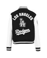 Pro Standard Women's Black Los Angeles Dodgers Cultivated Pearls Rib Wool Full-Zip Varsity Jacket