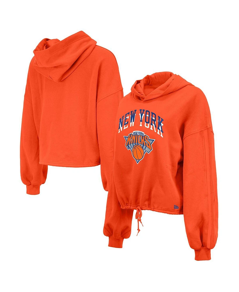 New Era Women's Orange New York Knicks 2024/25 City Edition Cropped Pullover Hoodie