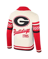 Colosseum Women's Cream Georgia Bulldogs Wild Collective Button-Up Jacquard Sweater