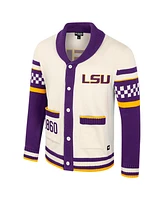 Colosseum Women's Cream Lsu Tigers Wild Collective Button-Up Jacquard Sweater