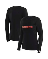 Wear by Erin Andrews x Gracie Hunt Women's Black Kansas City Chiefs Mesh Panel Long Sleeve T-Shirt