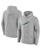 Fanatics Men's Heather Gray Miami Dolphins Deliver Fleece Pullover Hoodie