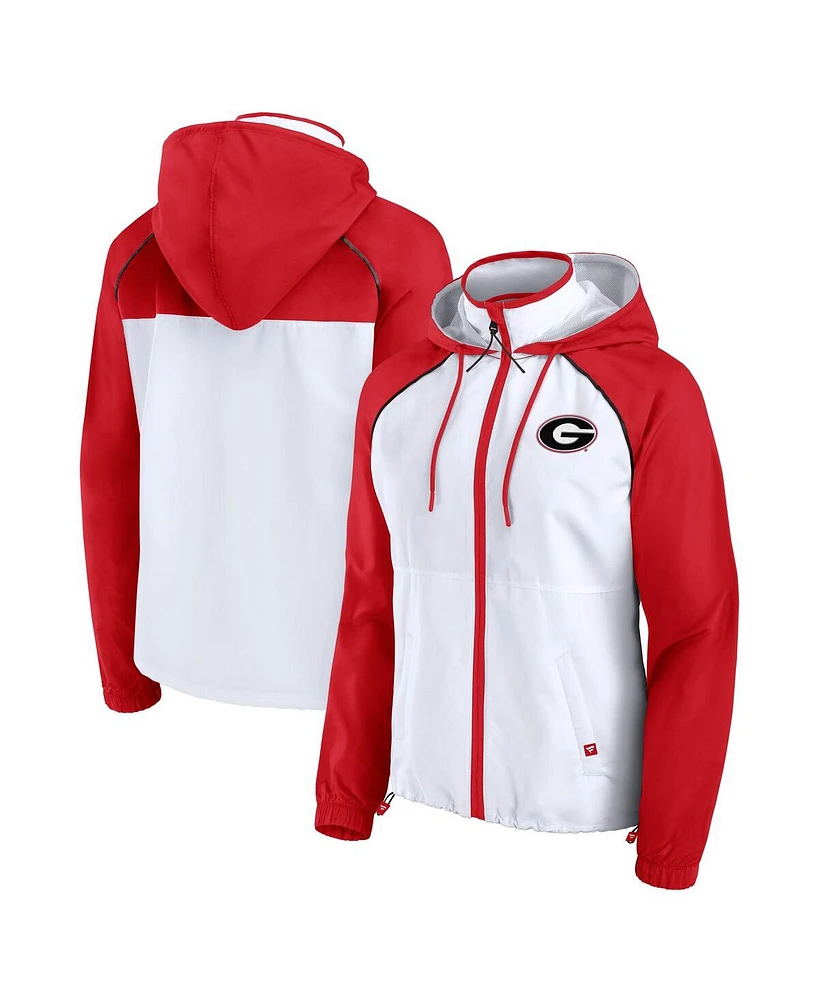 Fanatics Women's White Georgia Bulldogs Full-Zip Anorak Hoodie Jacket