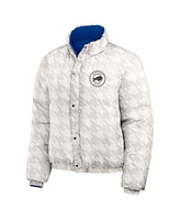 Wear by Erin Andrews Women's Royal/White Buffalo Bills Reversible Cropped Full-Zip Puffer Jacket