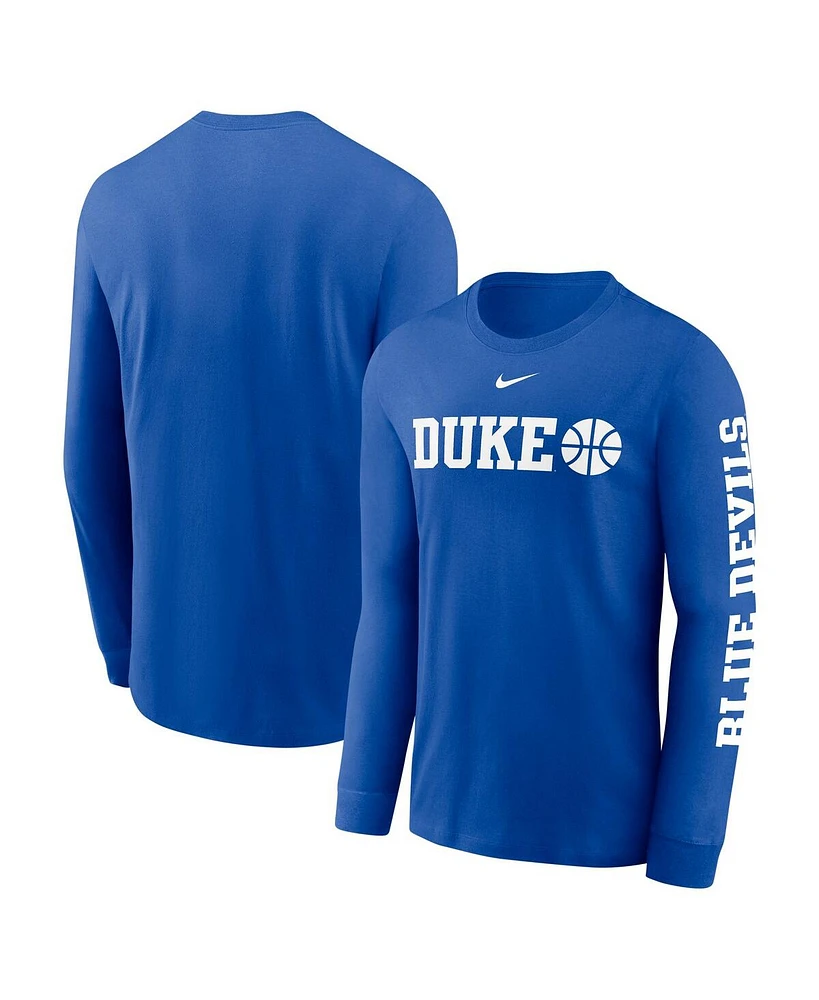 Nike Men's Royal Duke Blue Devils Basketball Icon Two-Hit Long Sleeve T-Shirt