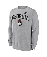 Nike Men's Heather Gray Georgia Bulldogs Legacy Classic Tackle Twill Embroidered Arch Over Logo Pullover Sweatshirt