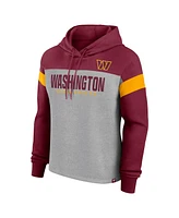 Fanatics Women's Heather Gray/Burgundy Washington Commanders Bold Play Call Pullover Hoodie