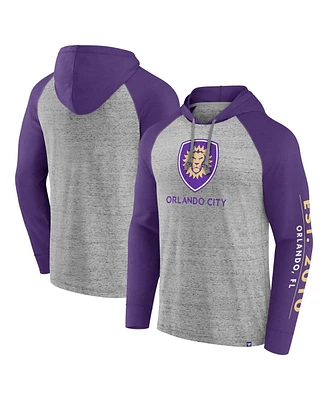 Fanatics Men's Steel Orlando City Sc Deflection Raglan Pullover Hoodie