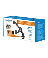 Manhattan Aluminum Gas Spring Dual Monitor Desk Mount with 8-in-1 Docking Station