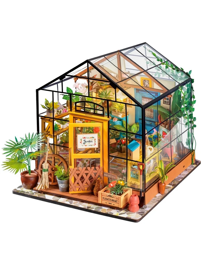 Robotime Diy Miniatures Dollhouse Craft Kits Tiny House Model, Multicolored, 7.68"6.89"6.89"