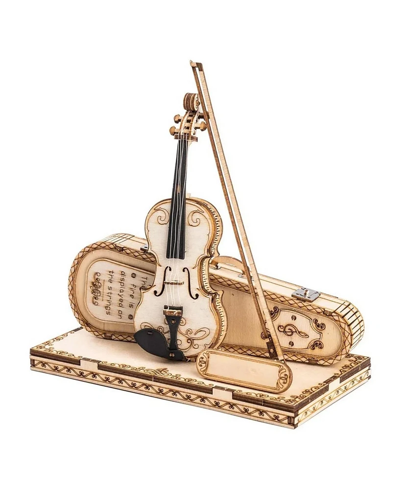 Robotime 3D Wooden Puzzle Violin Capriccio Model Gifts for Teen Adult, 5.7"3"6"