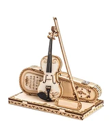 Robotime 3D Wooden Puzzle Violin Capriccio Model Gifts for Teen Adult, 5.7"3"6"