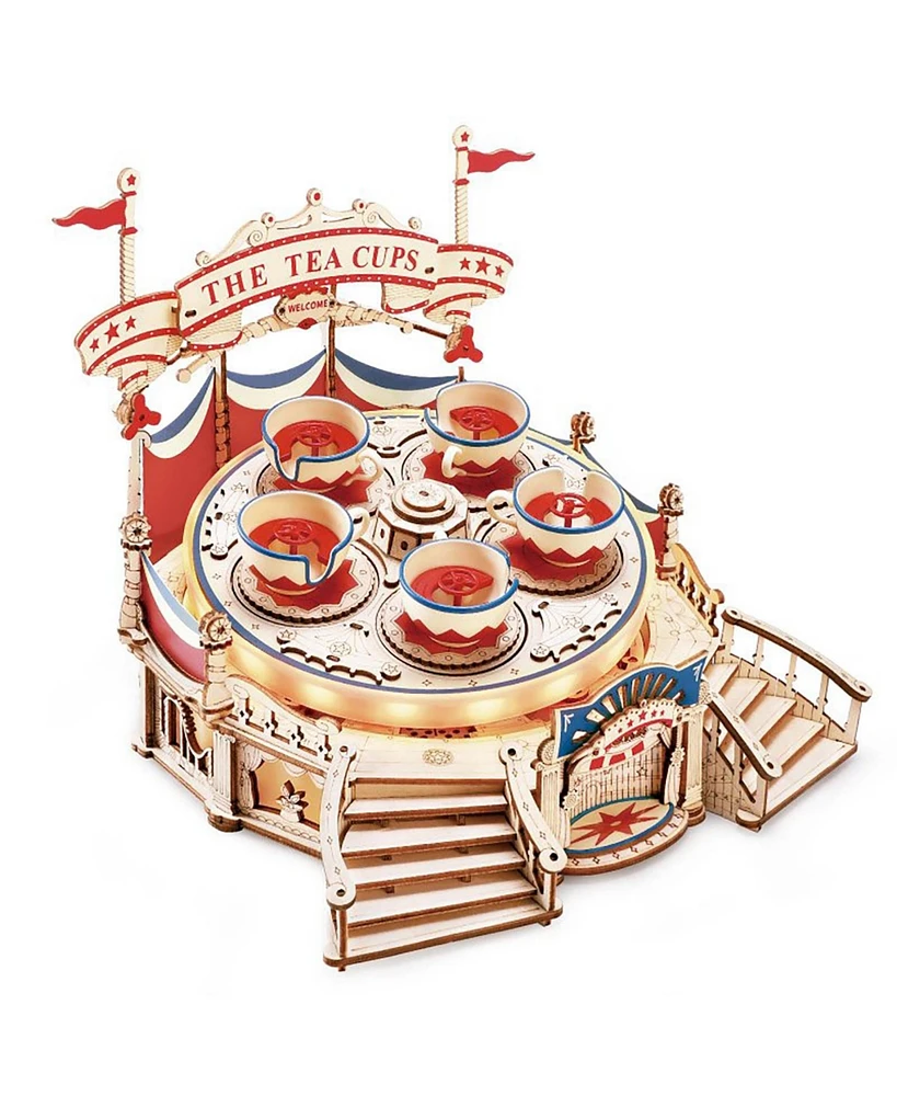 Robotime 3D Wooden Puzzle Model,Tilt-a-Whirl Diy Model Kits Gift for Kids Adults, 8.82"7.76"7.28"