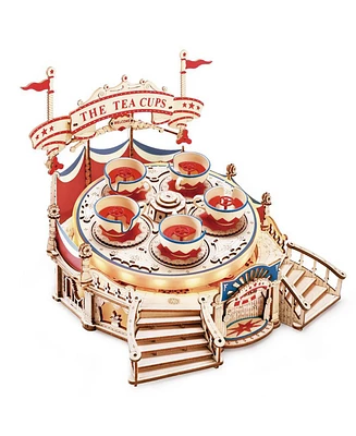 Robotime 3D Wooden Puzzle Model,Tilt-a-Whirl Diy Model Kits Gift for Kids Adults, 8.82"7.76"7.28"