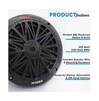 Pyle 6.5'' Marine Component Speakers, 200W, 2-Way Full Range, Black (Pair)