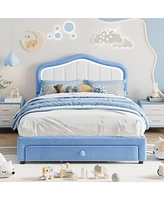 gaomon Full Upholstered Bed Frame with Storage Drawers, Cute Girls & Boys Bed with Adjustable Headboard