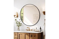 gaomon Round Mirror, Inch Circle Mirror, Hd Eco-Friendly Black Circle Mirror Metal Frame, Round Vanity Wall Mounted Mirrors for Entryway, Hallway