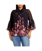 City Chic Plus Romance Border Shirt