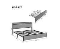 gaomon Queen Size Bed Frame with Charging Station and 2 Storage Drawer, Upholstered Platform Bed with Headboard, Usb Port & Outlets