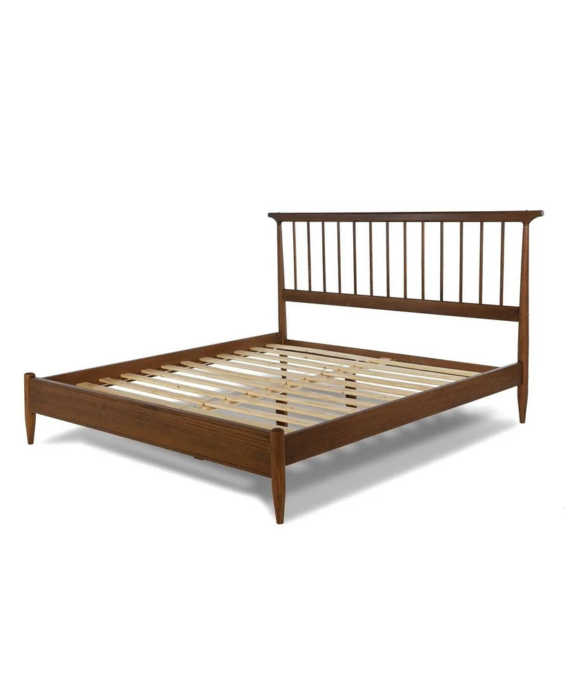 Slickblue Hardwood Mid-Century Platform Bed Frame with Headboard for Stylish Bedroom Decor