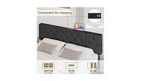 gaomon Platform Bed with Usb Port Headboard Wood Slat Support Bed Frame