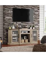 Wlive Retro Tv Stand for 65 inch Console Cabinet with Storage Open Shelves Entertainment Center Living Room and Bedroom