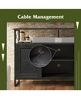 Wlive Tv Stand 55 inch TvTall Entertainment Center with Storage Farmhouse Industrial TV Console for Bedroom Living Room