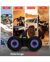 Pyle 8'' Marine Bluetooth Wakeboard Speaker System with Led Lights, 300W, Black