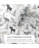 Verlee Turkish Cotton Double-Brushed Lodge Printed Flannel Bed Sheet Set