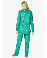 Dreams & Co. Women's Plus Velour Pajama With Free Fuzzy Socks