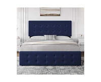 gaomon Queen Size Bed Frame with 4 Storage Drawers and Headboard, Velvet Upholstered Platform Bed Frame with Wooden Slats Support