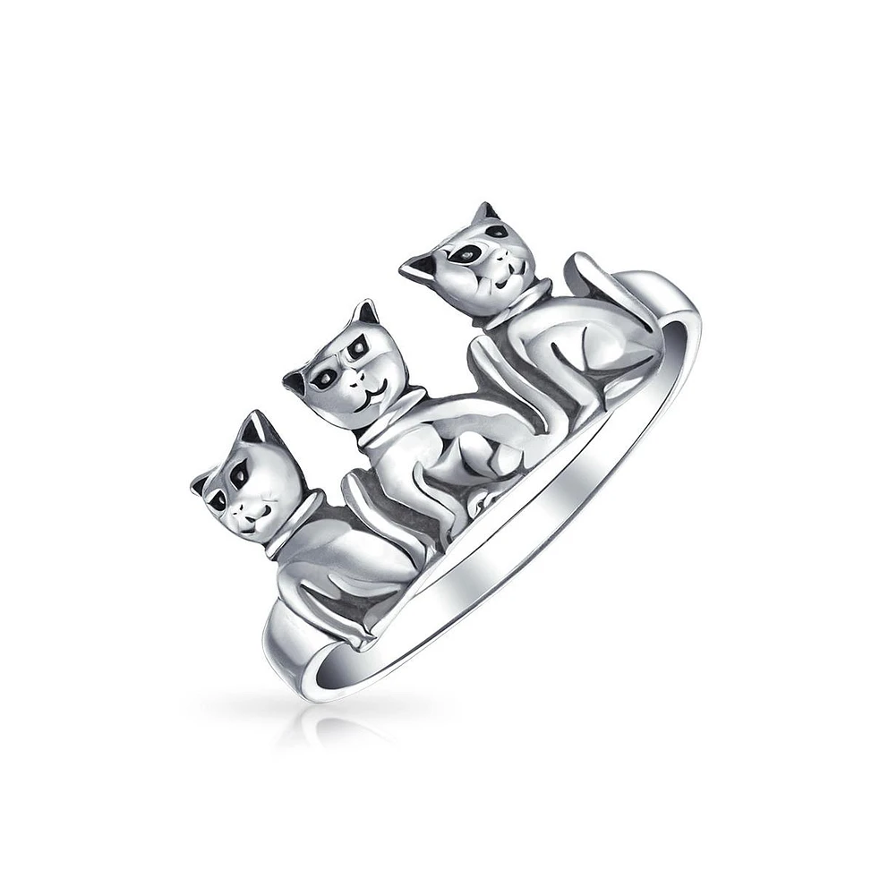 Bling Jewelry Bff Friendship Kitten Cat Band Sterling Silver Ring for Best Friends