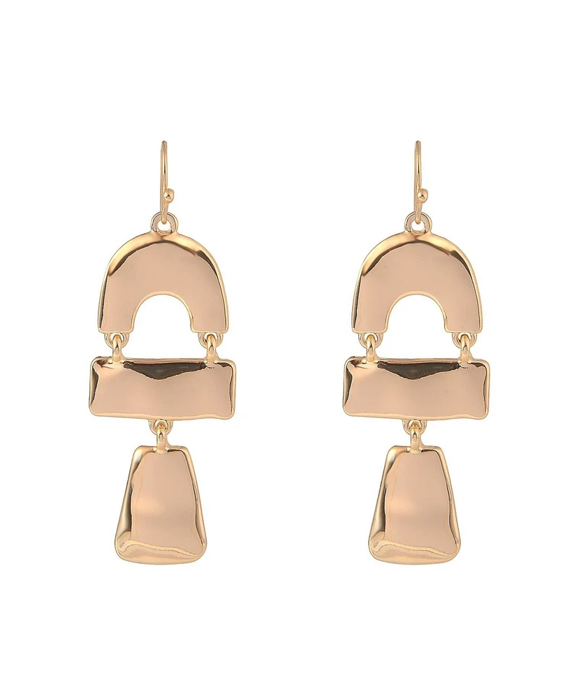 Rachel by Rachel Roy Gold Tone Hammered Drop Earrings