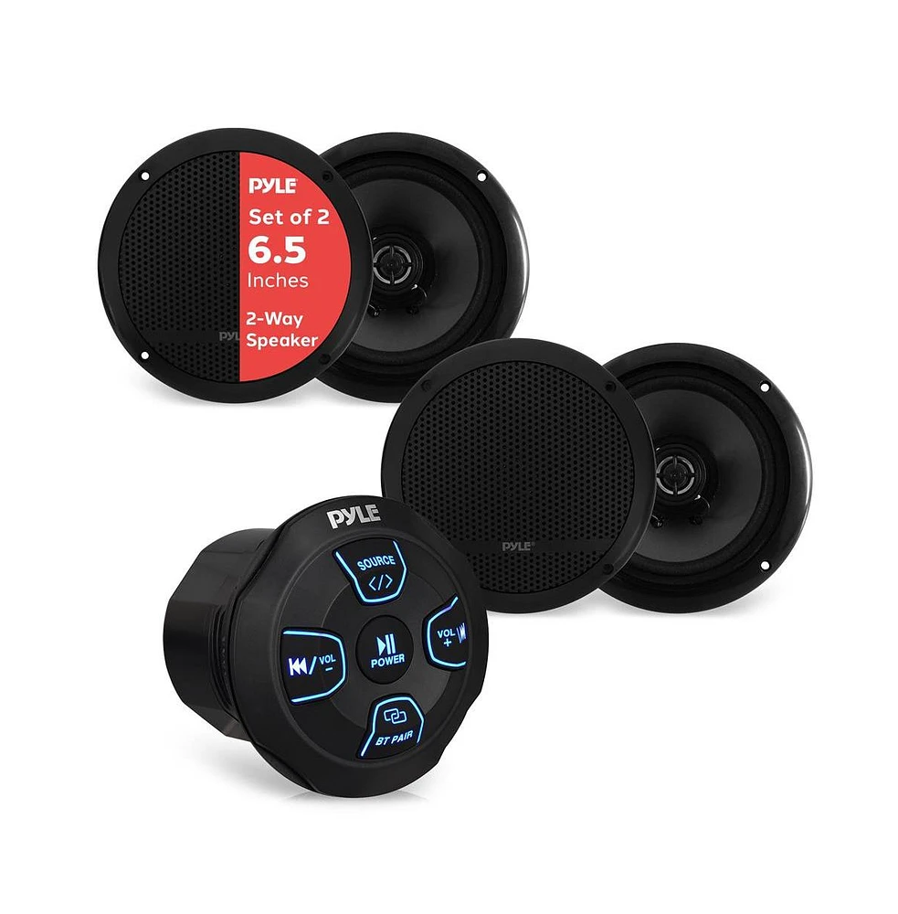 Pyle Marine Bluetooth Speaker & Receiver Kit with Amplifier, 6.5 Speakers, 240W