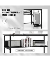 Gouun 55 Inch Computer Desk with 4 Power Outlets and Cpu Stand