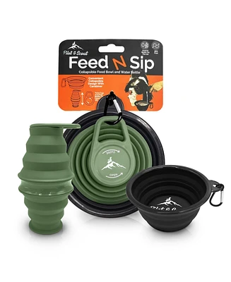 Pilot & Scout Feed N Sip Collapsible Dog Bowl and Water Bottle, Portable Travel Feeding Solution for Pets