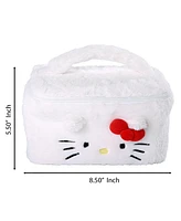 Sanrio Hello Kitty Fluffy Travel Cosmetic Bag - Soft Plush Makeup Cosmetic Jewelry Pouch