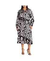 City Chic Plus Sienna Print Dress