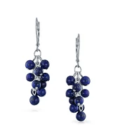 Bling Jewelry Natural Blue Lapis Lazuli Dangle Earrings with Sterling Silver Leverback